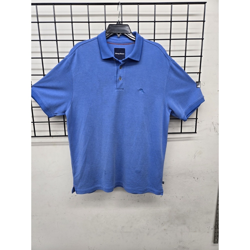 Tommy Bahama  Men's Textured Modal Polo‎ Shirt Blue  Size L, Few Visible Spots